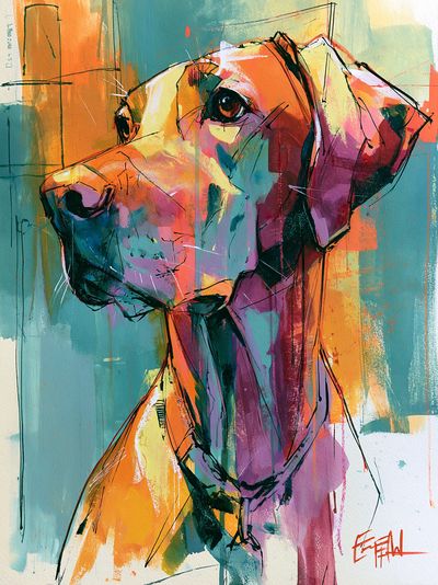 Colorful Dog Portrait Print.