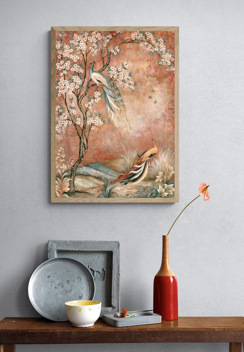 Peacock Blossom Garden Print. — room view 3