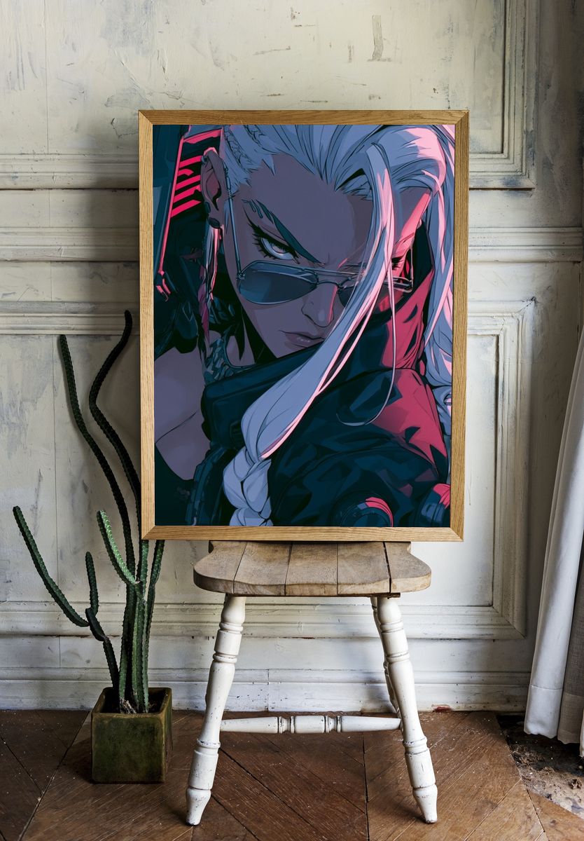 Cyberpunk Anime Portrait Poster. — room view 1