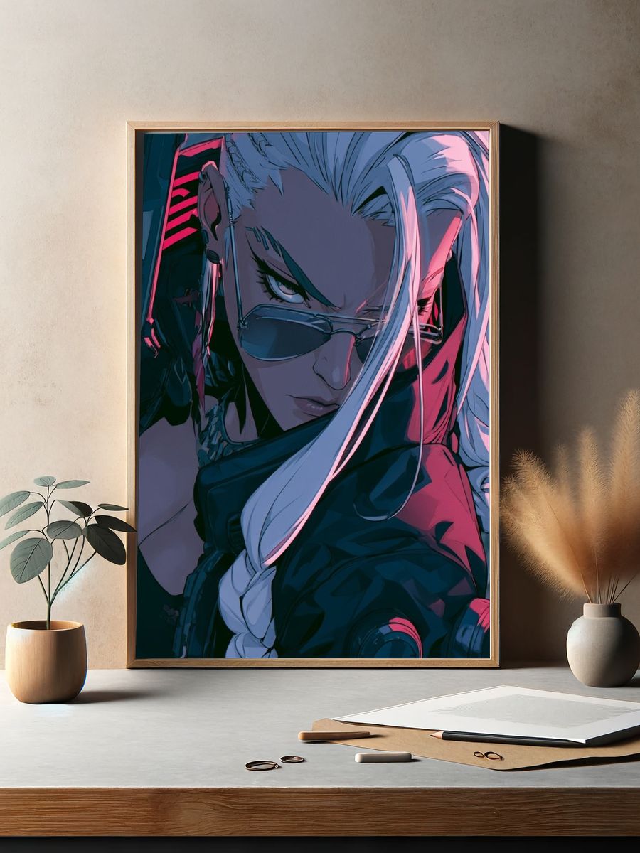 Cyberpunk Anime Portrait Poster. — room view 2