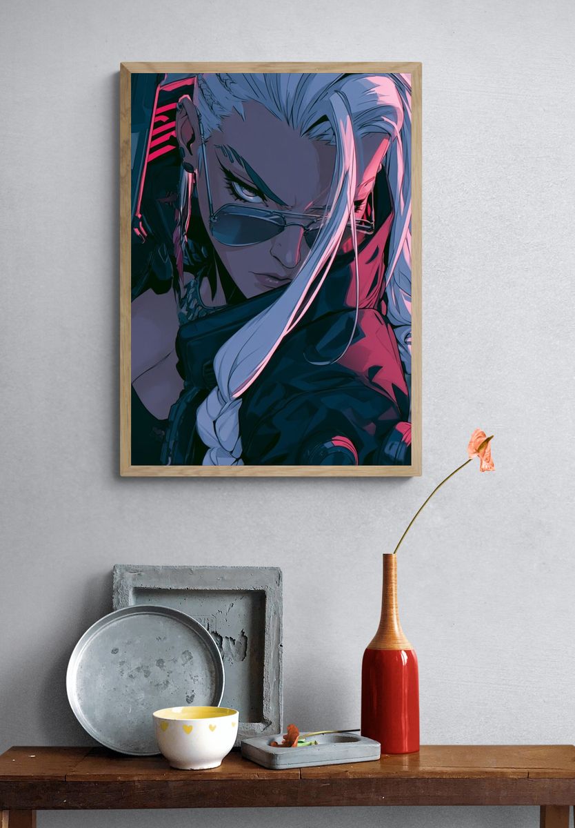 Cyberpunk Anime Portrait Poster. — room view 3