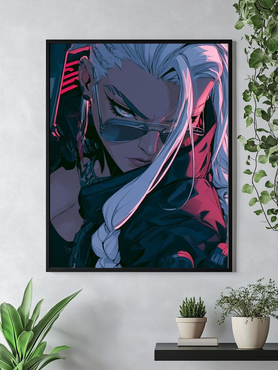 Cyberpunk Anime Portrait Poster. — room view 4