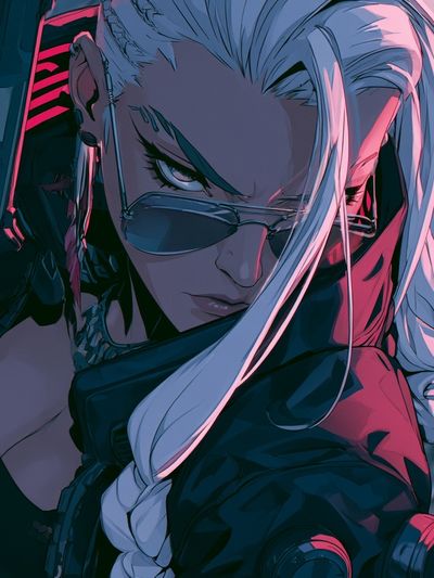 Cyberpunk Anime Portrait Poster.
