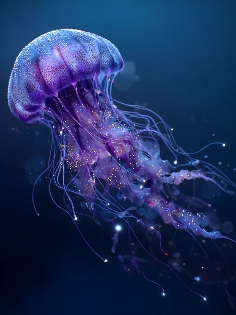 Glowing Jellyfish Digital Art Poster. poster — animals art