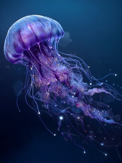Glowing Jellyfish Digital Art Poster. poster print