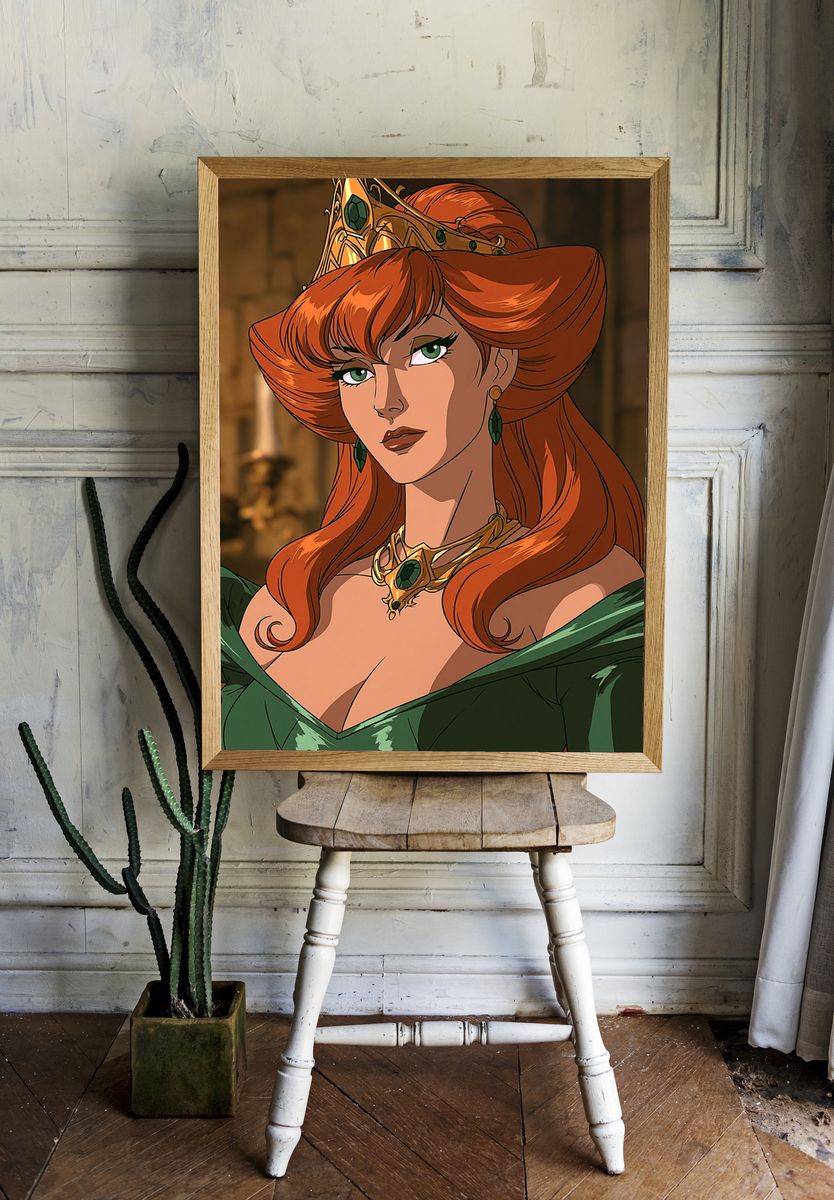 Red-Haired Queen Digital Art Poster. room preview
