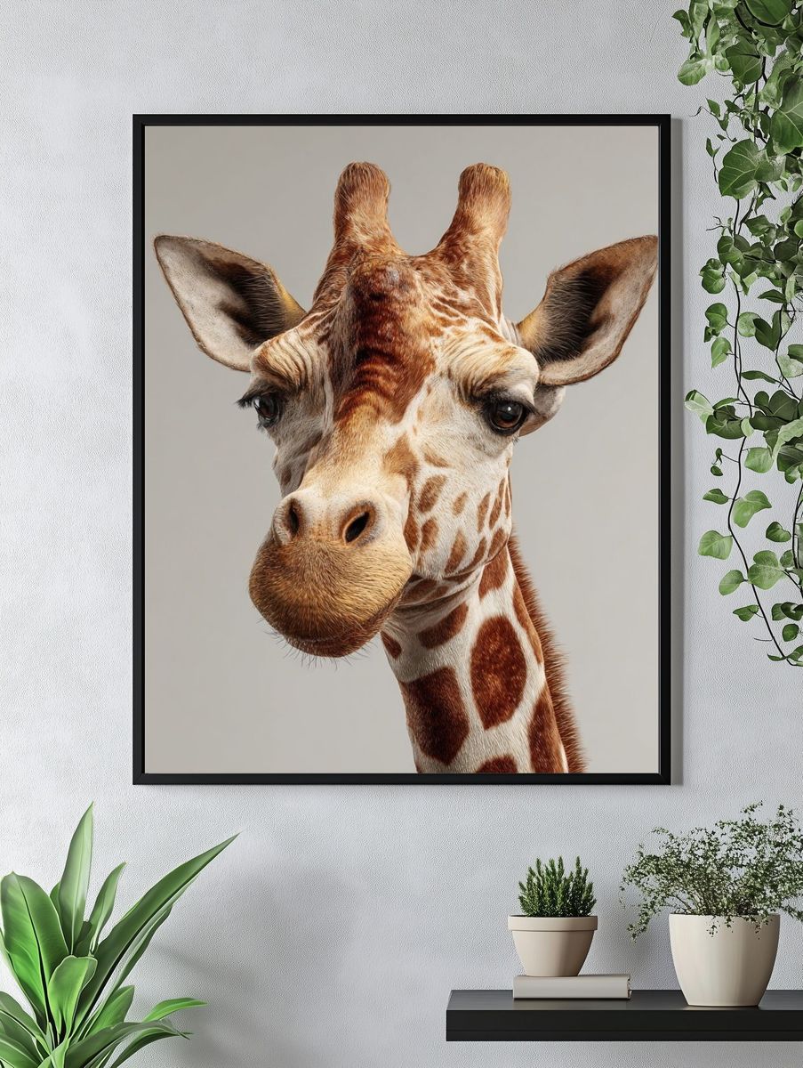 Giraffe Portrait Photography Poster. — room view 4