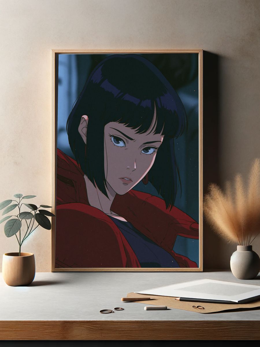 Anime Portrait in Red — Illustration Print. — room view 2