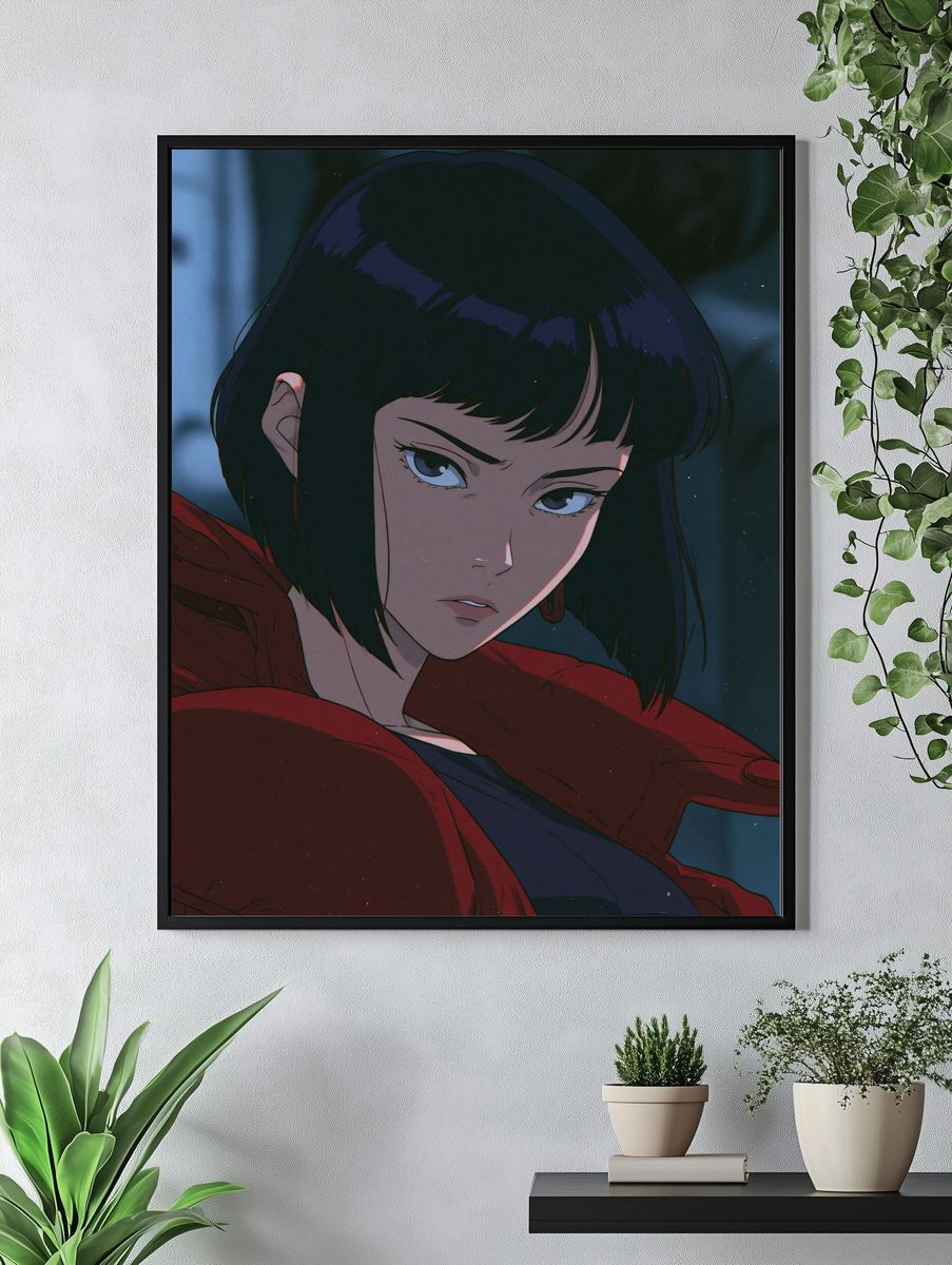 Anime Portrait in Red — Illustration Print. — room view 4