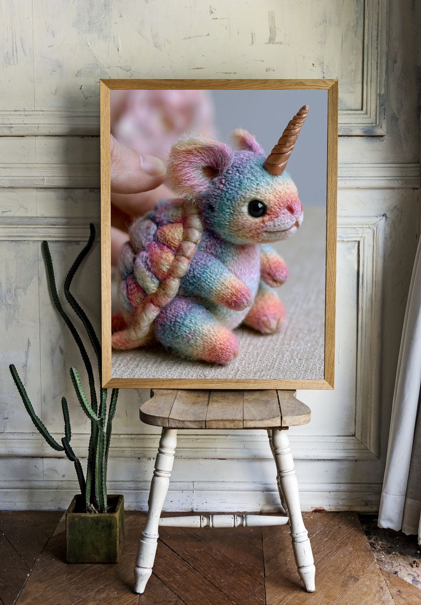 Pastel Unicorn Plush Portrait Poster. — room view 1