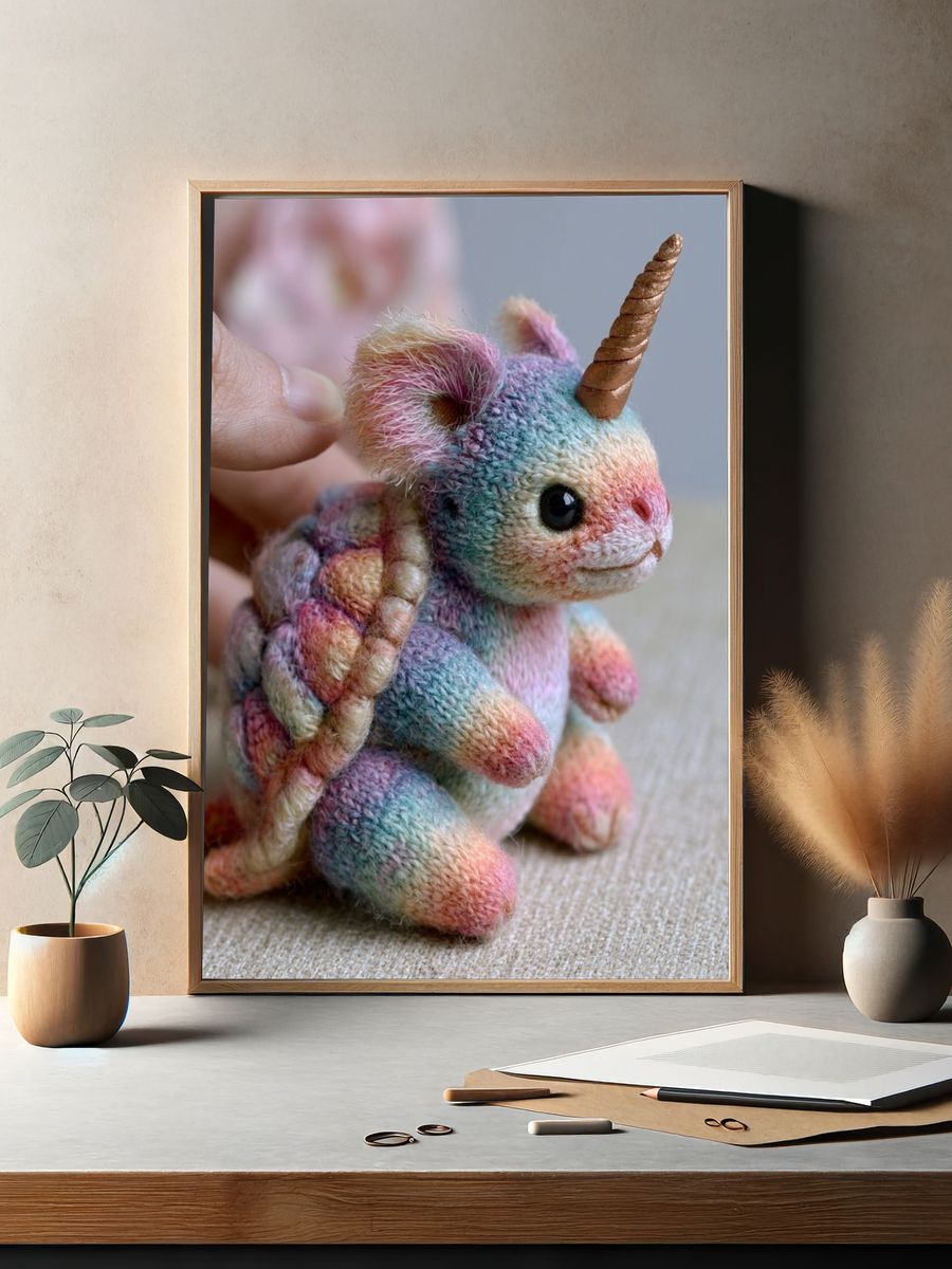 Pastel Unicorn Plush Portrait Poster. — room view 2