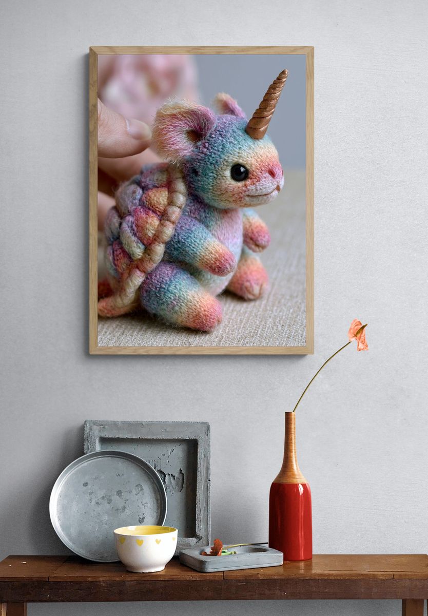 Pastel Unicorn Plush Portrait Poster. — room view 3