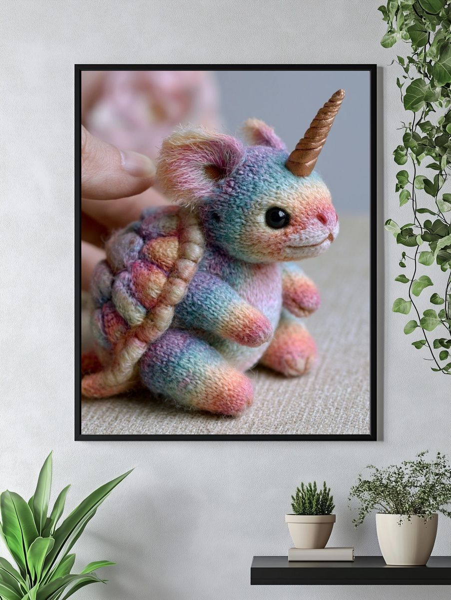 Pastel Unicorn Plush Portrait Poster. — room view 4