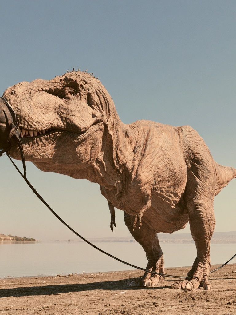 Tethered T-Rex Desert Photography Poster. poster detail