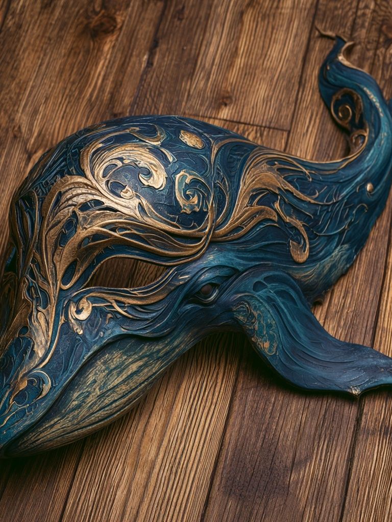Ornate Blue Whale Illustration Poster. poster detail
