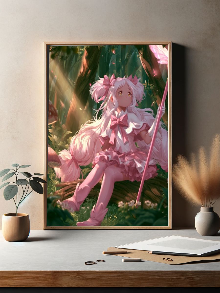 Pink Fairy Forest Anime Poster. — room view 2