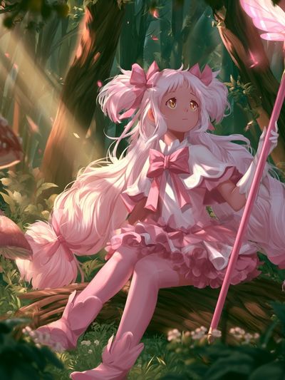 Pink Fairy Forest Anime Poster.
