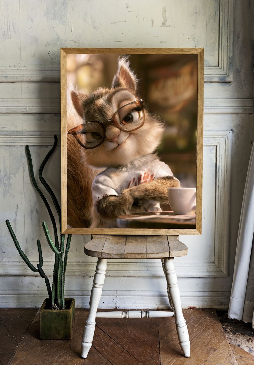 Squirrel with Glasses Illustration Poster. — room view 1
