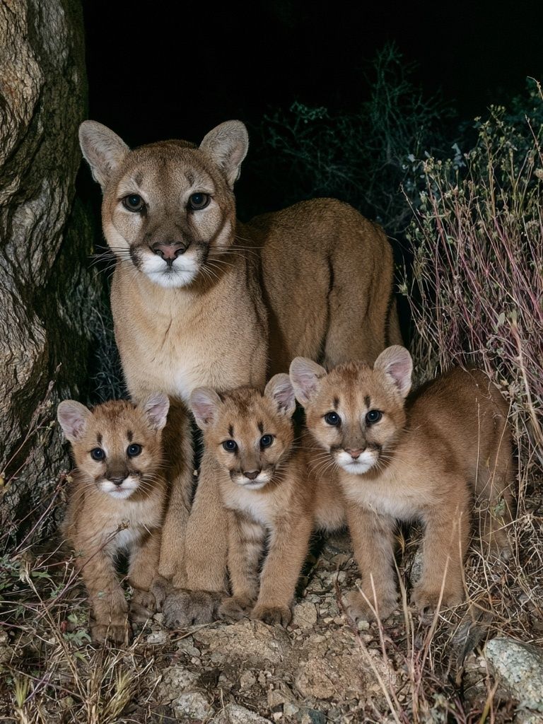 Mountain Lion Family Photography Poster. poster — animals art
