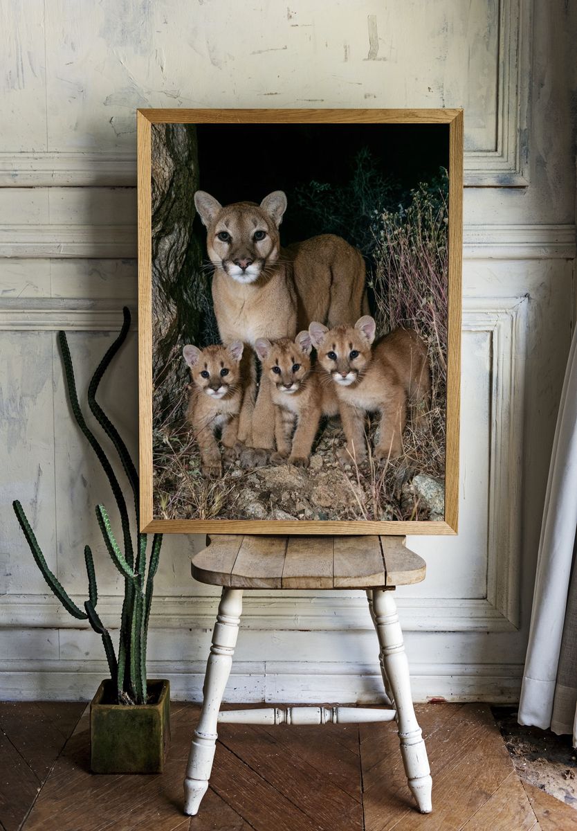 Mountain Lion Family Photography Poster. — room view 1