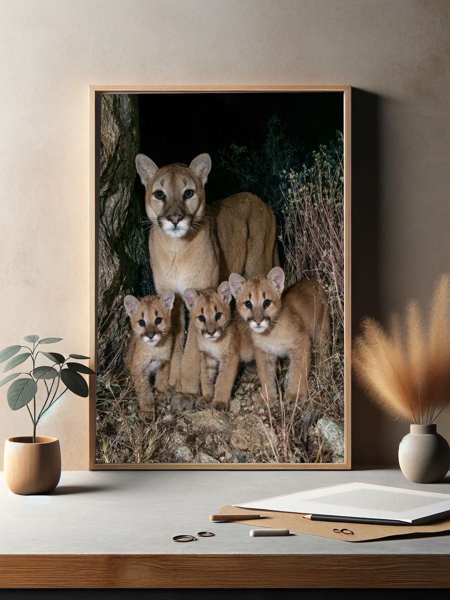 Mountain Lion Family Photography Poster. — room view 2