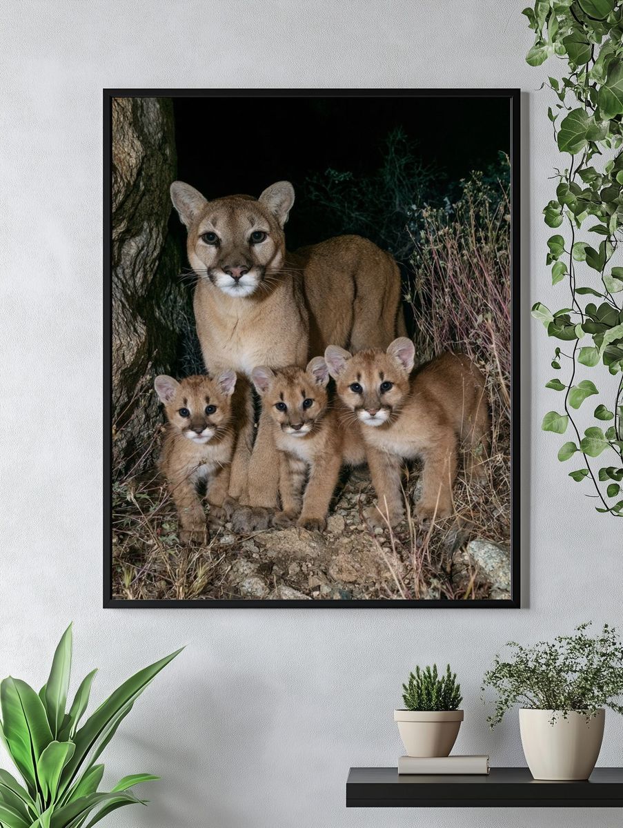 Mountain Lion Family Photography Poster. — room view 4