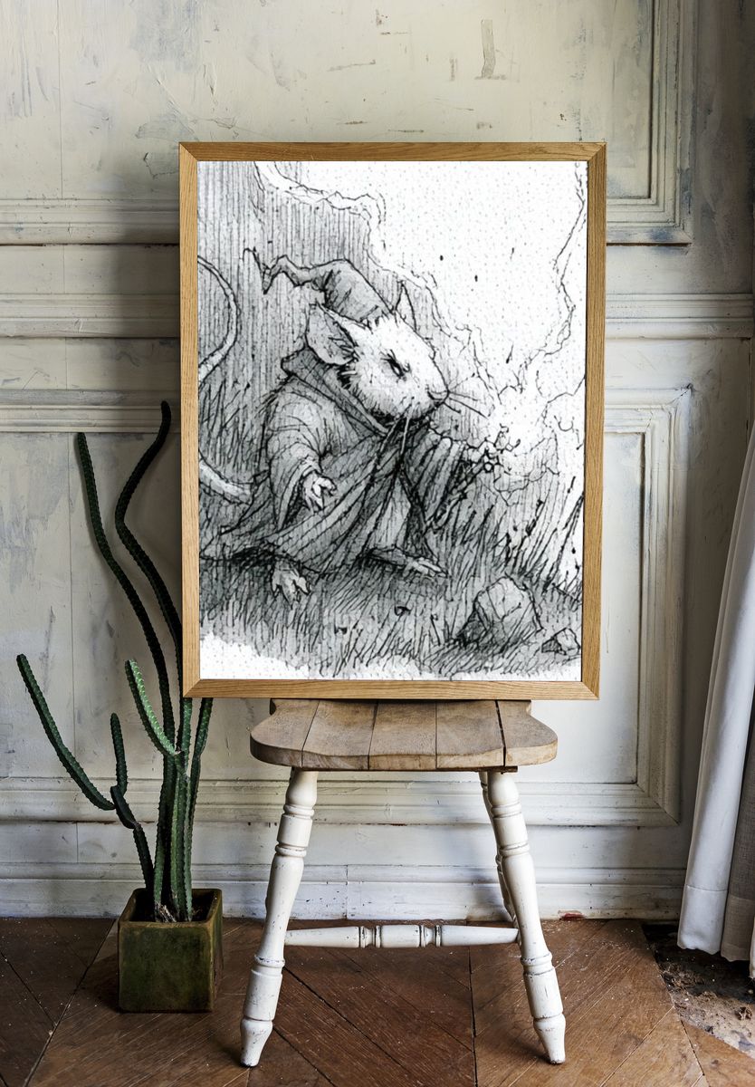 Mouse Sketch Illustration Poster. room preview
