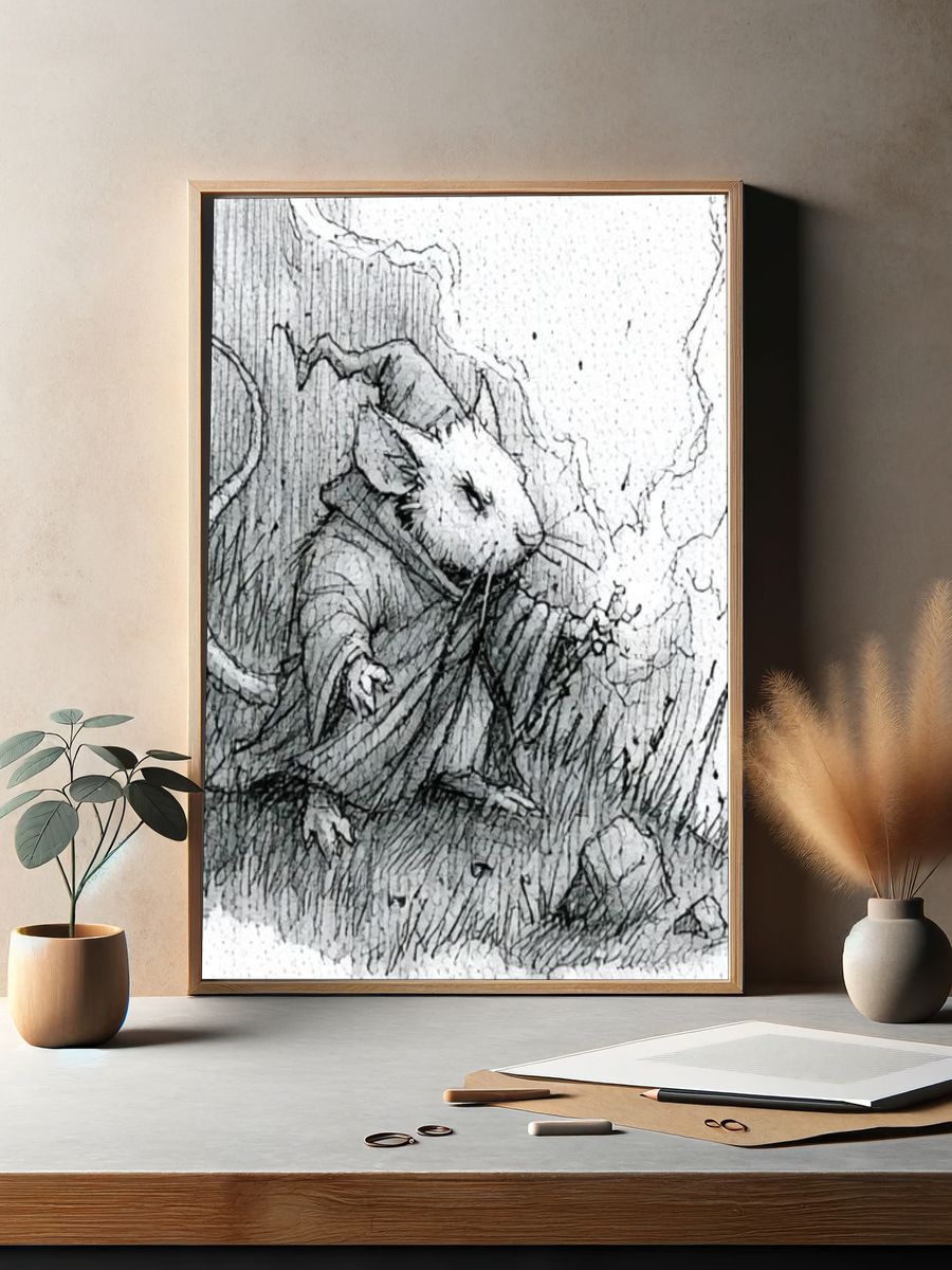Mouse Sketch Illustration Poster. — room view 2