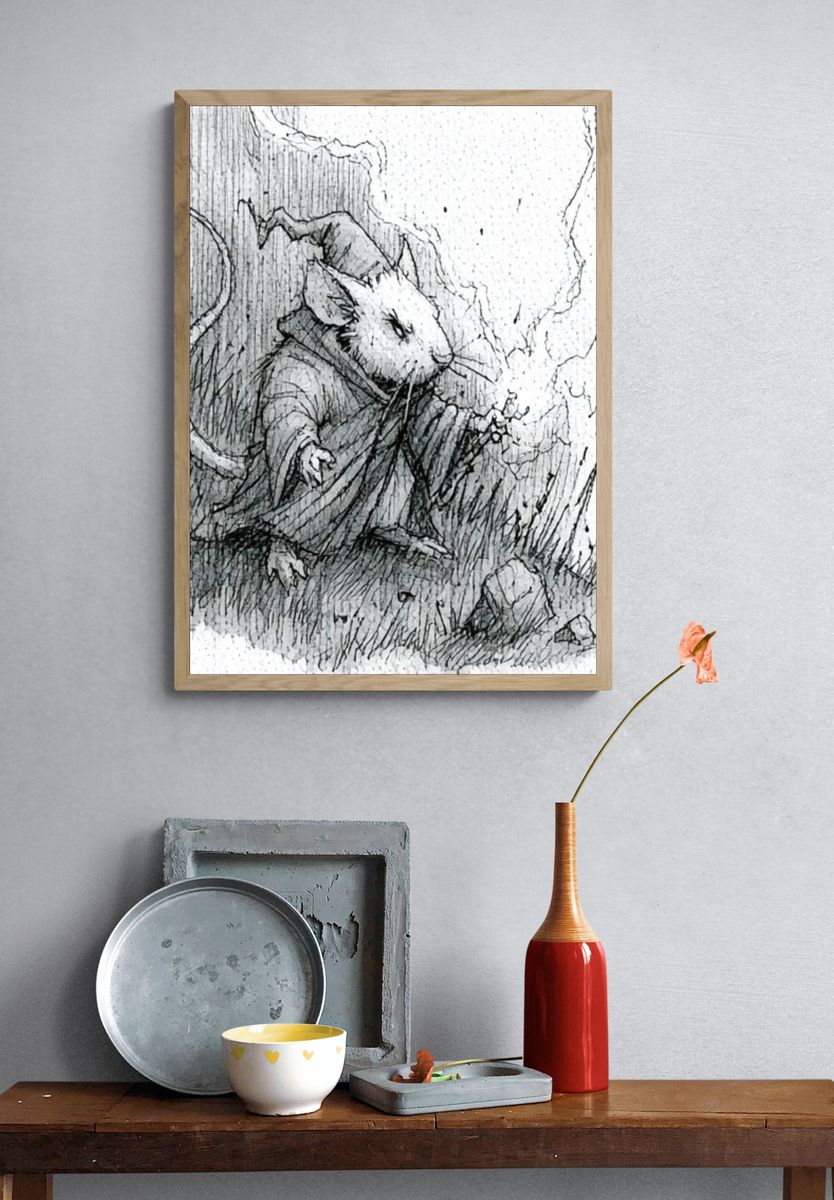 Mouse Sketch Illustration Poster. — room view 3