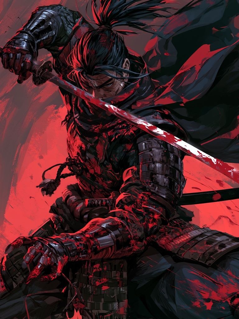 Samurai Warrior Red Ink Poster. poster detail