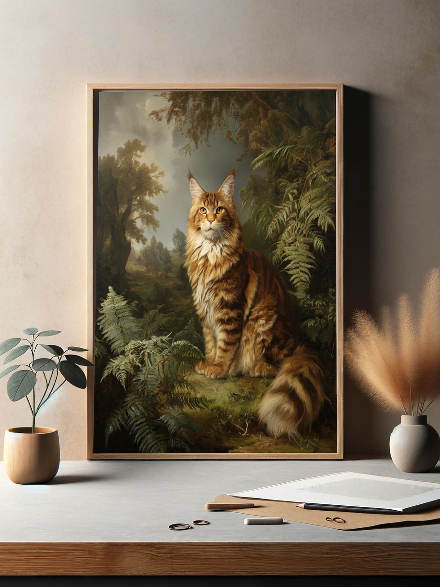 Majestic Maine Coon Forest Painting Poster. — room view 2