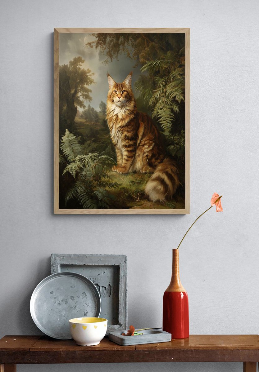 Majestic Maine Coon Forest Painting Poster. — room view 3