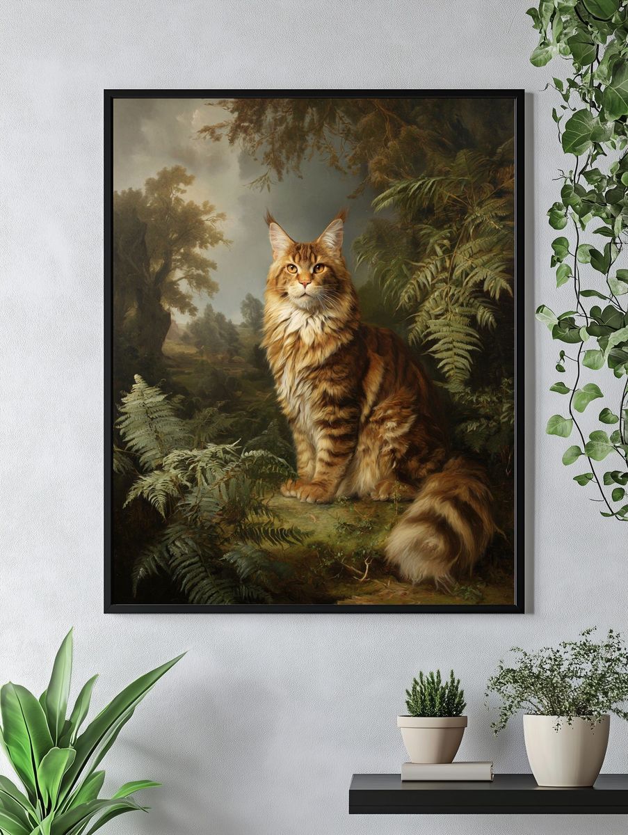 Majestic Maine Coon Forest Painting Poster. — room view 4