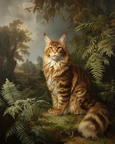 Majestic Maine Coon Forest Painting Poster. poster print