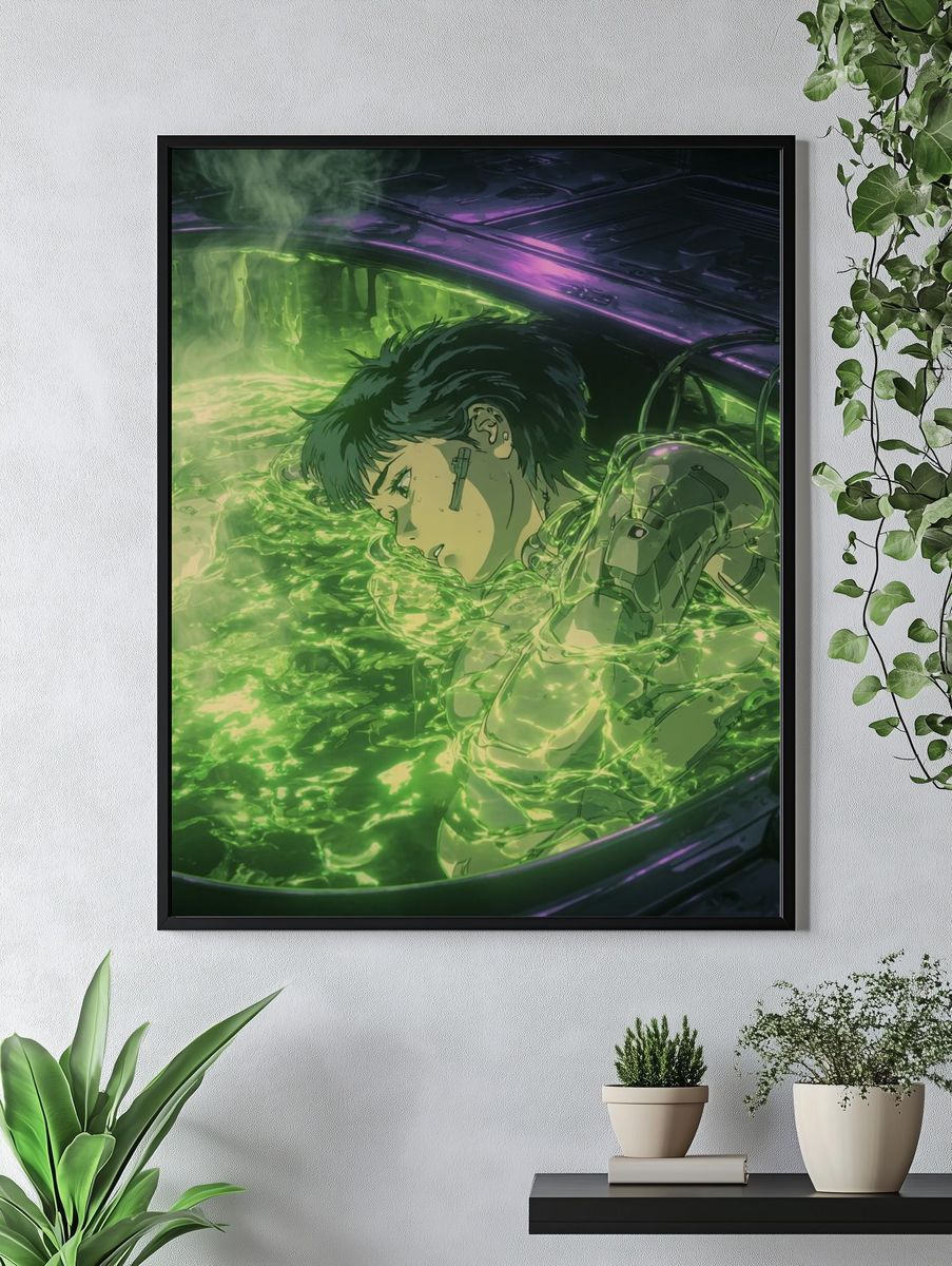 Cyberpunk Bath Scene Anime Print. — room view 4