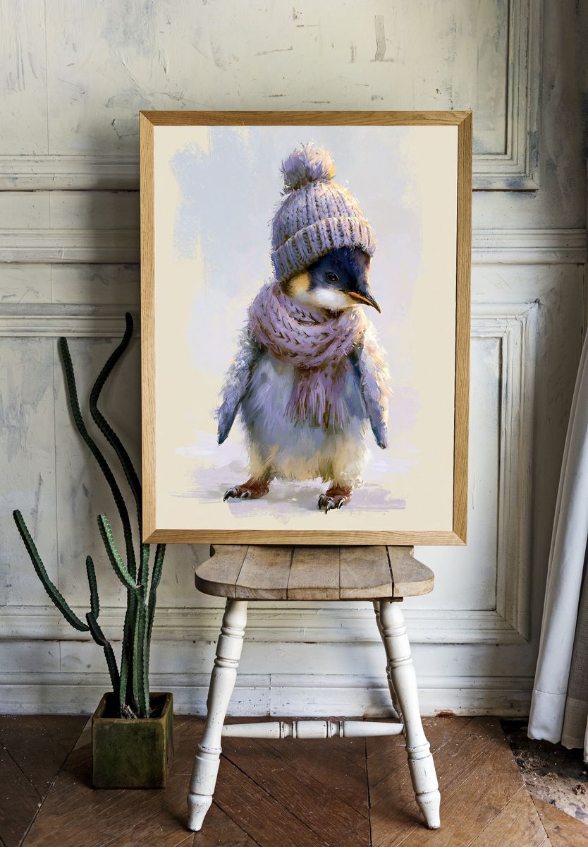 Winter Chick Portrait Print. — room view 1