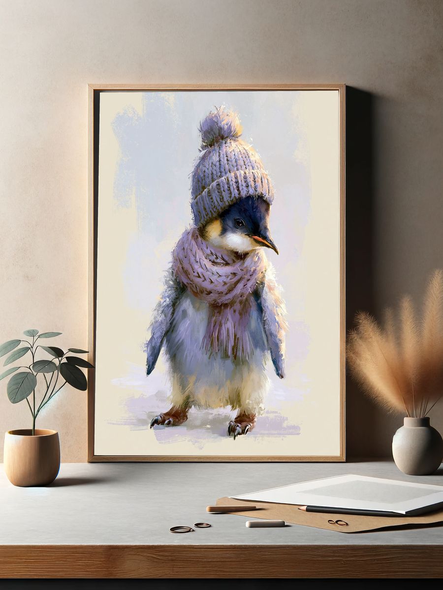 Winter Chick Portrait Print. — room view 2