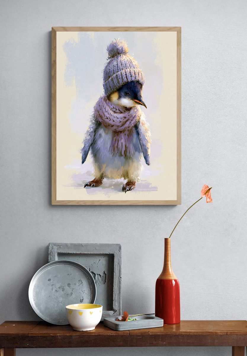 Winter Chick Portrait Print. — room view 3