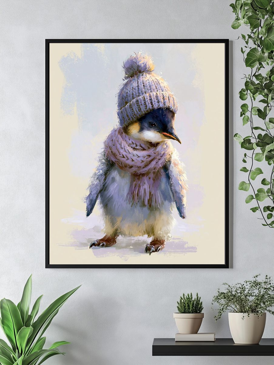 Winter Chick Portrait Print. — room view 4
