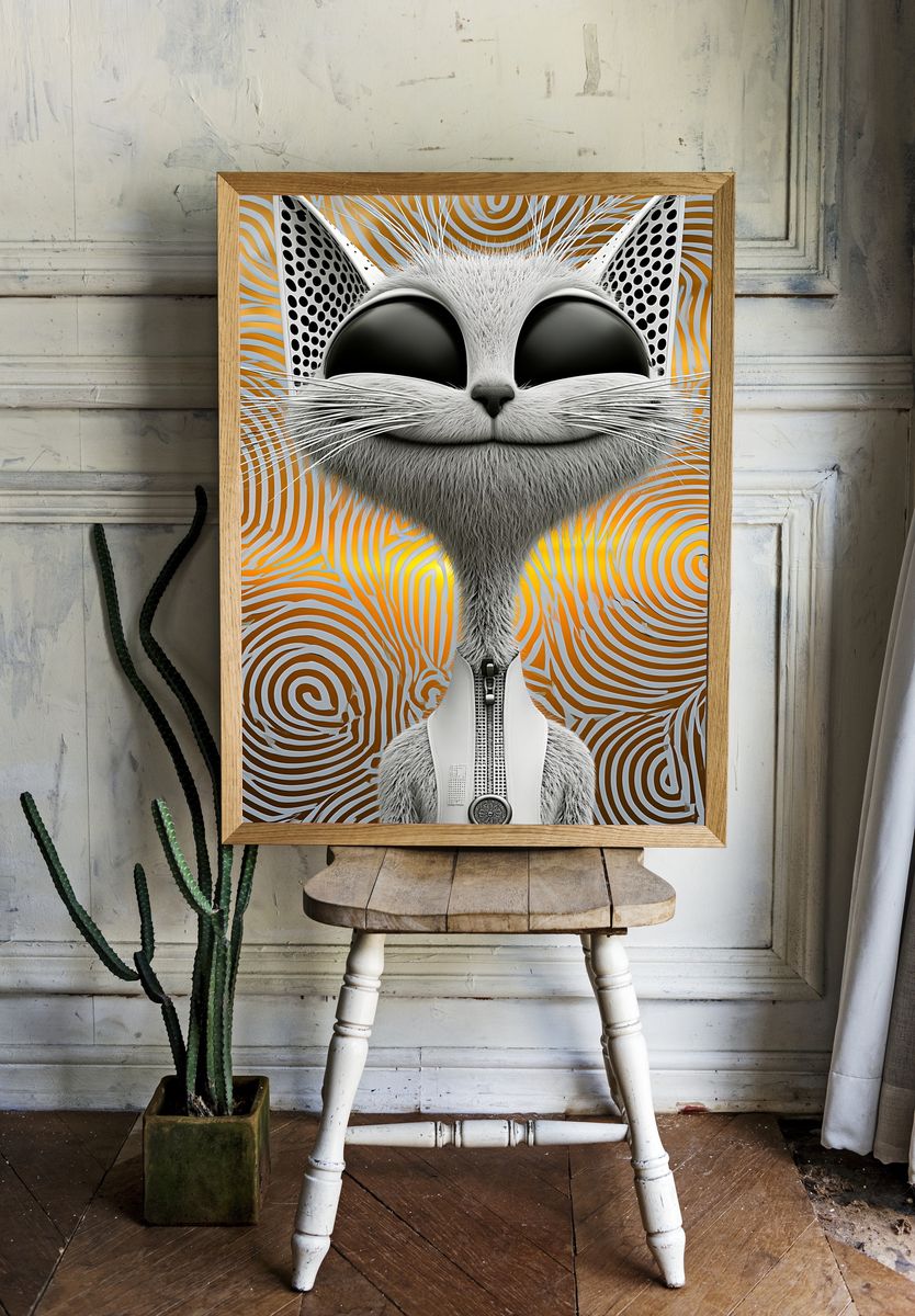 Surreal Cat Portrait Poster. — room view 1