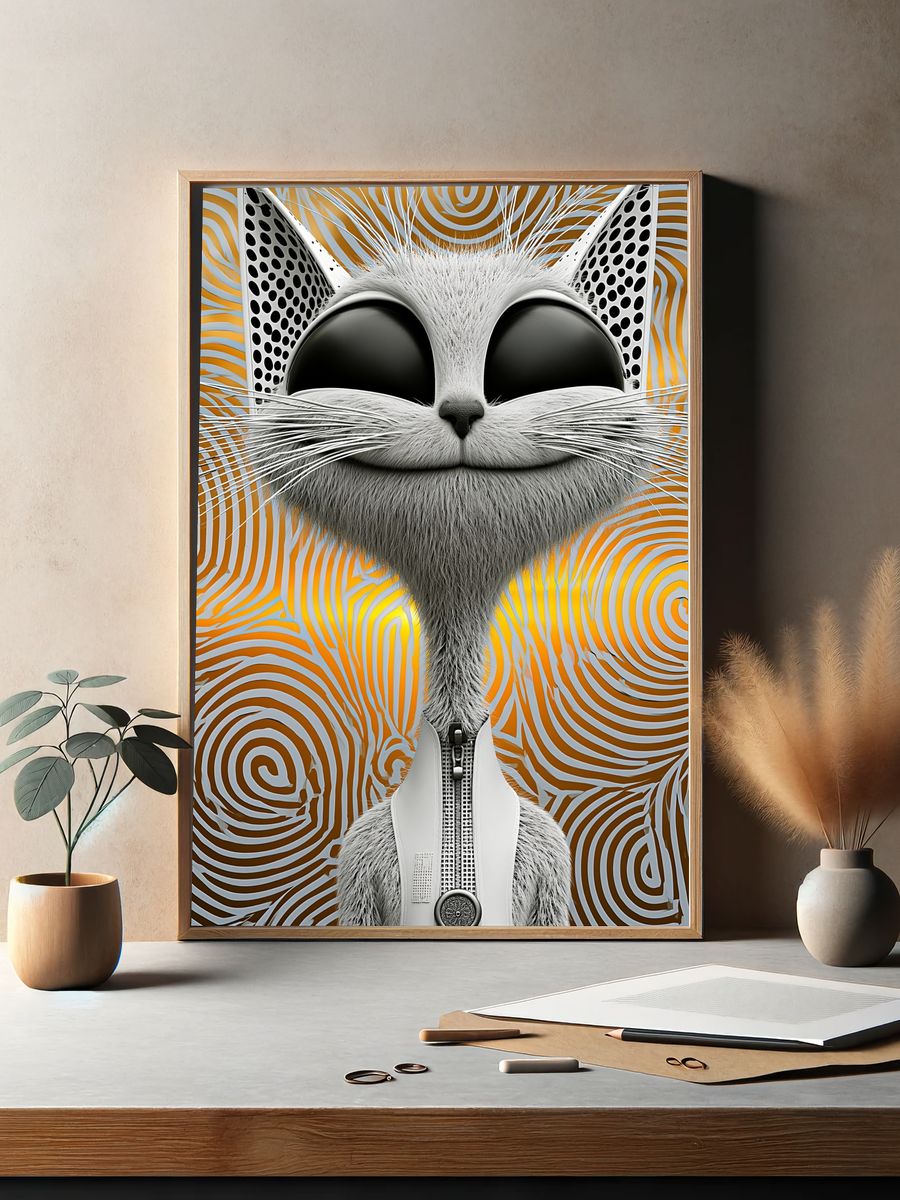 Surreal Cat Portrait Poster. — room view 2