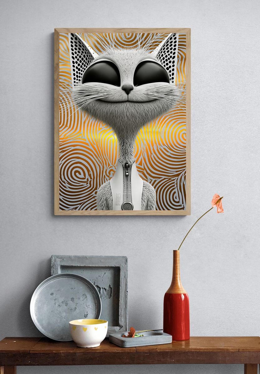 Surreal Cat Portrait Poster. — room view 3
