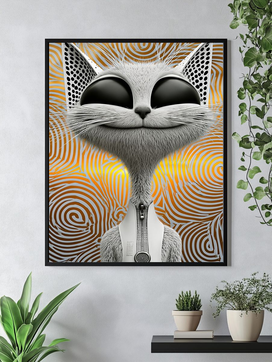 Surreal Cat Portrait Poster. — room view 4