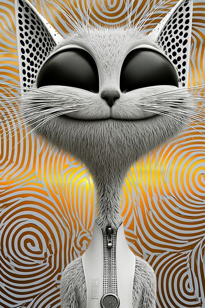 Surreal Cat Portrait Poster.