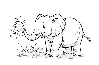 Playful Elephant Ink Poster.