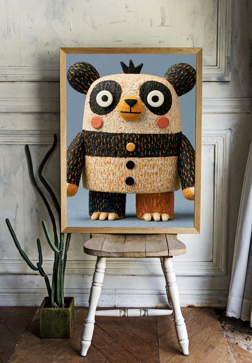 Cute Panda Figurine Illustration Poster. room preview