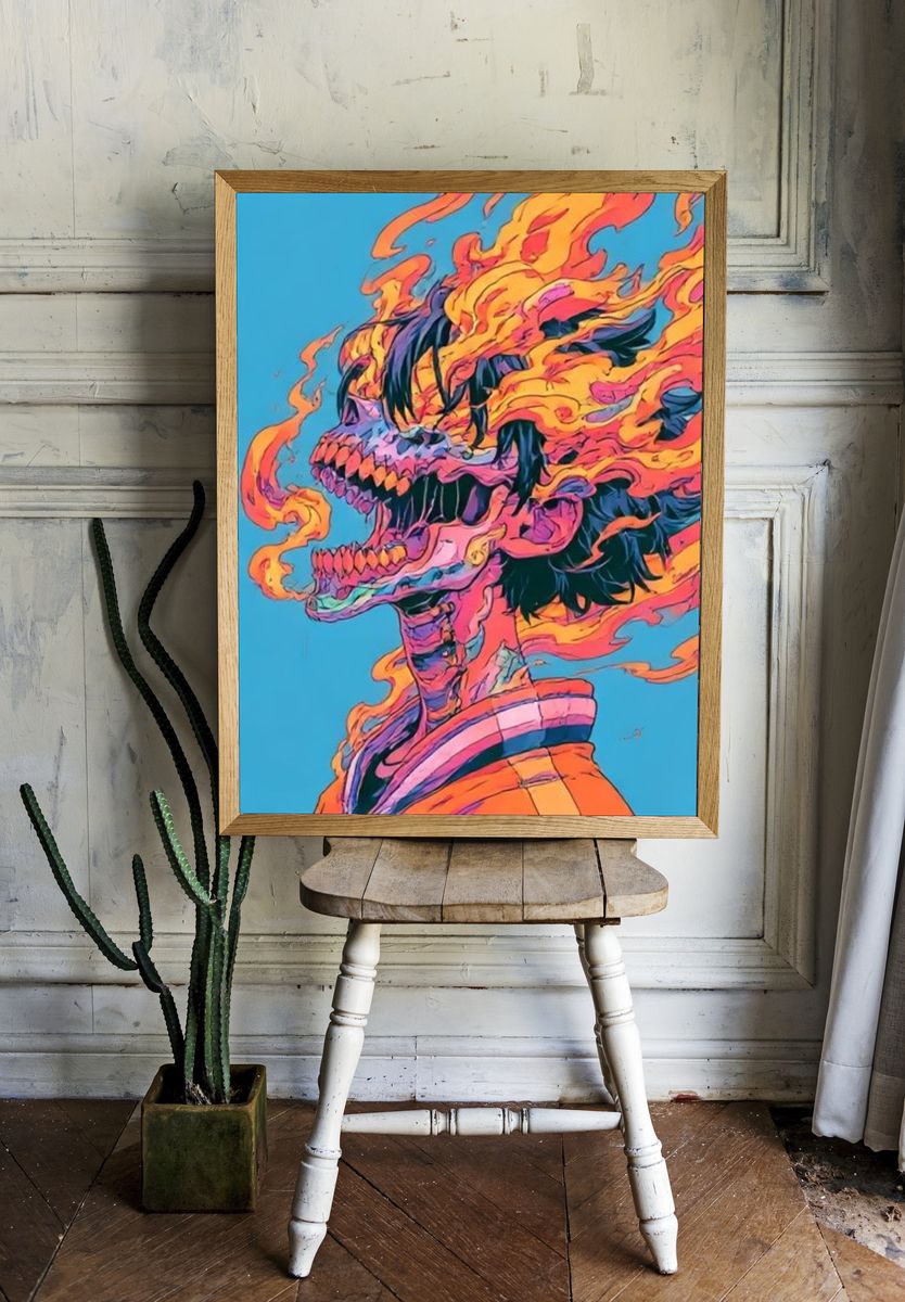 Flaming Skull Anime Poster. — room view 1