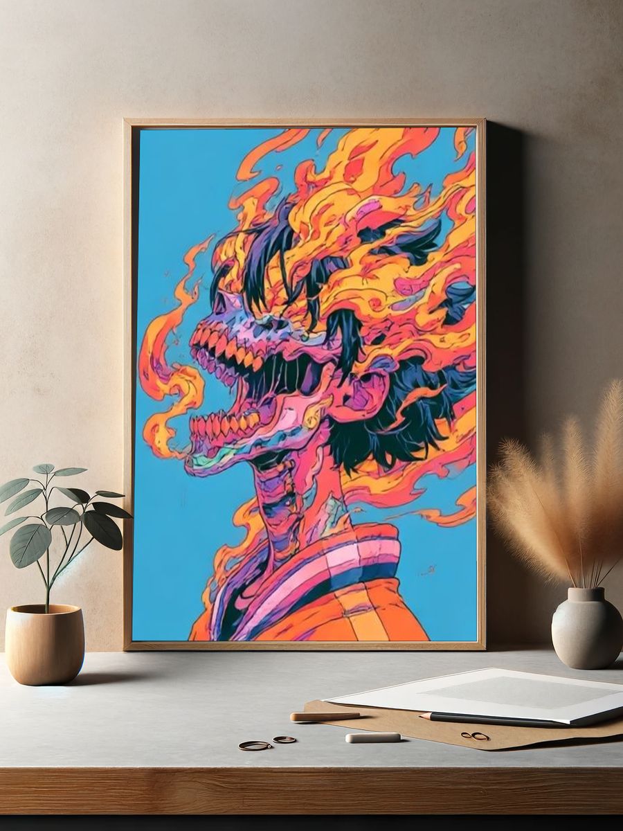 Flaming Skull Anime Poster. — room view 2