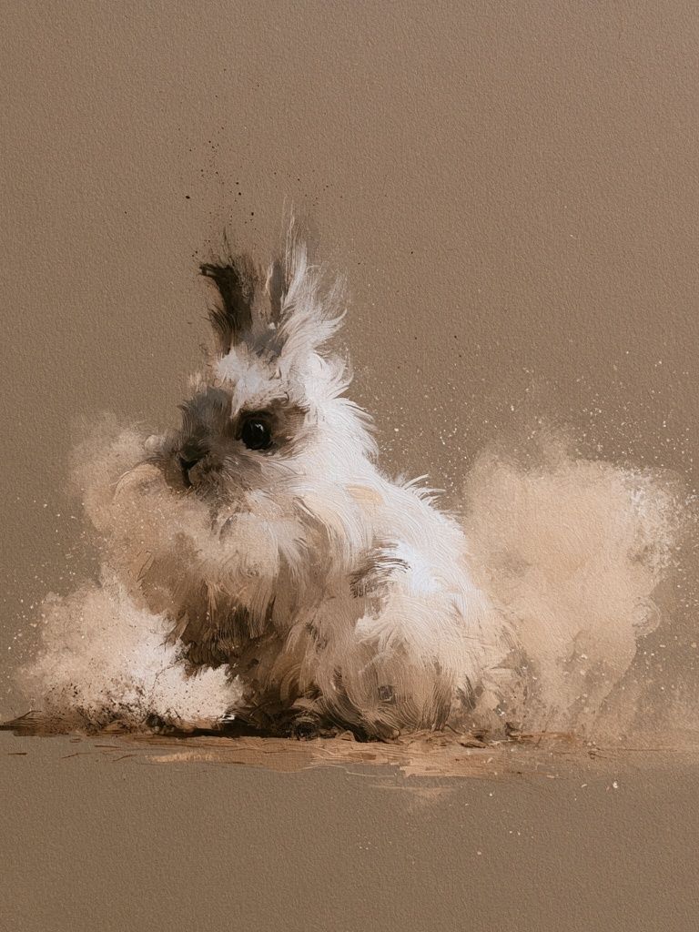 Fluffy Rabbit Portrait Print. poster detail