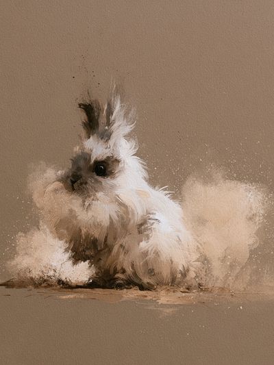 Fluffy Rabbit Portrait Print. poster
